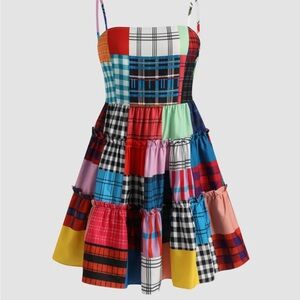 Cider Quilt Pattern Color Block Patchwork Dress -size XL